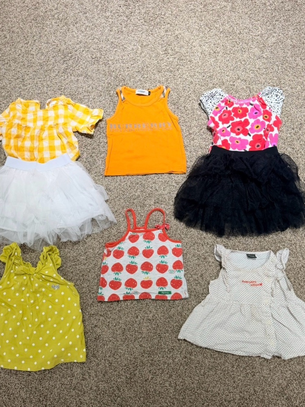LOT OF 8 BABY GIRL BURBERRY BUNDLE TOPS SKIRTS 9-12 MONTHS OLD